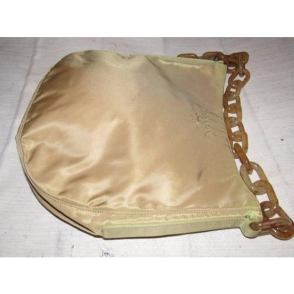 Prada Vintage Iridescent Gold Champagne Fabric With A Marbled Lucite Chain Strap - Picture 7 of 12